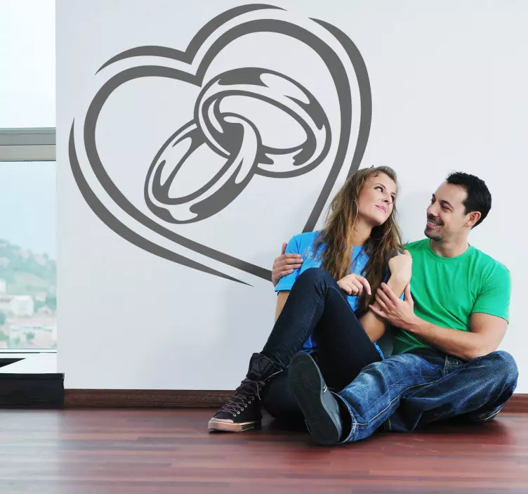 Jegygyűrű és a szív matrica - TenStickers