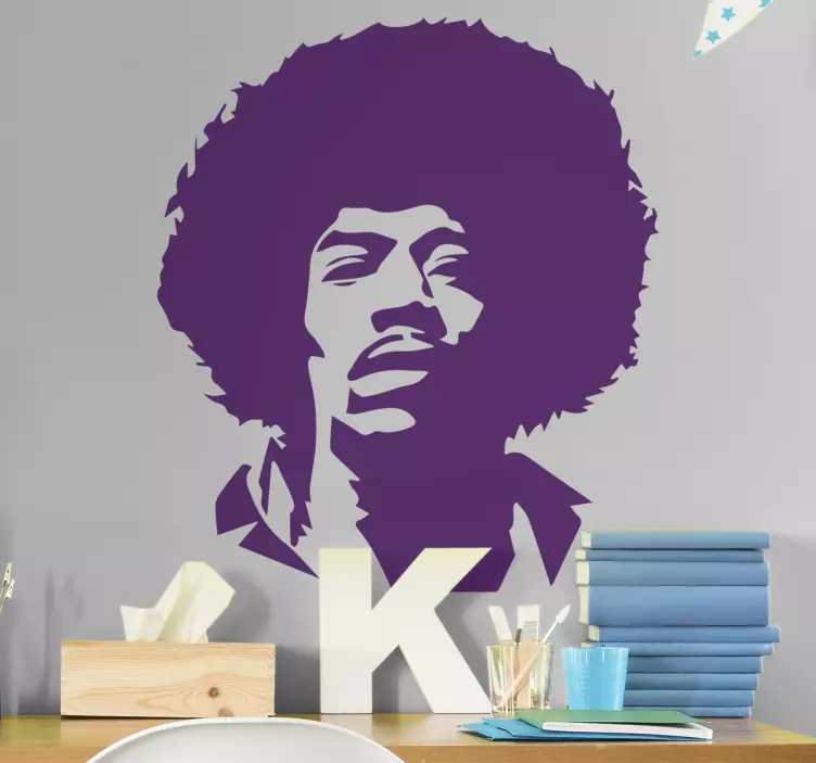 Jimi hendrix silhouette vintage matricák - TenStickers