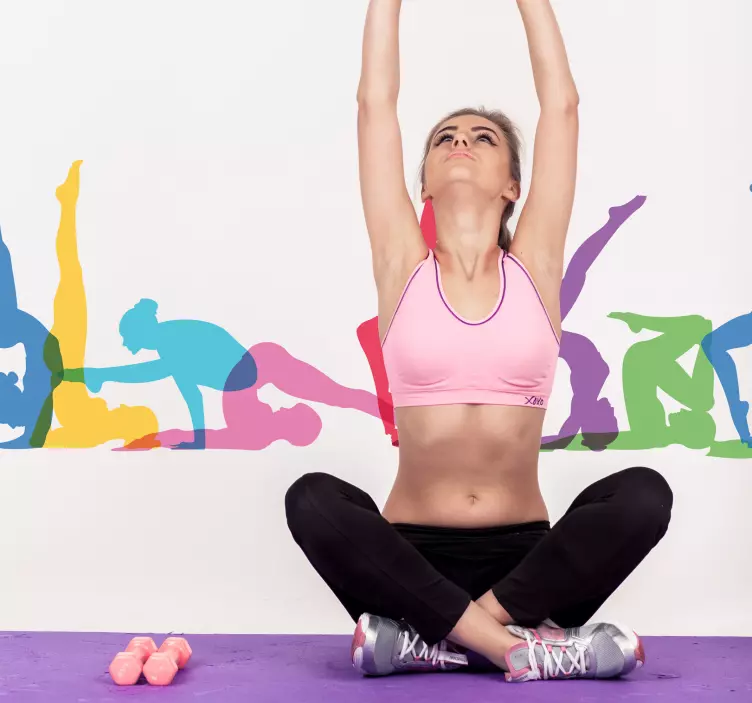 Jóga pozíciók nappali fal dekoráció - TenStickers