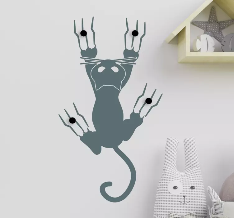 Kabáttartó macska kabátfogas matrica - TenStickers