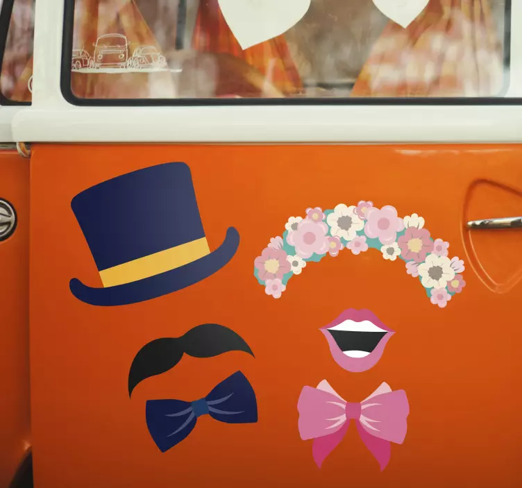 Kalap és tiara esküvői autó ajtó matrica - TenStickers