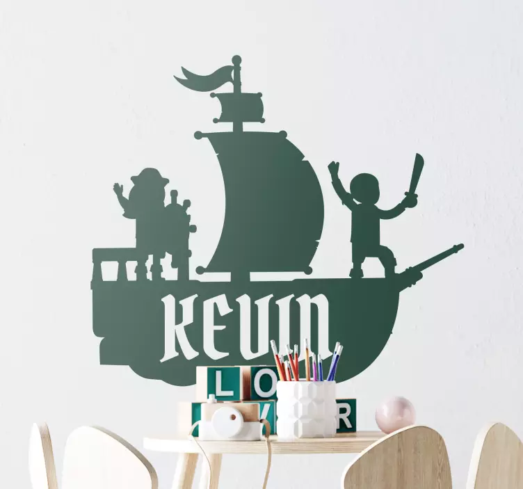 Kalózhajó név illusztráció matricával - TenStickers