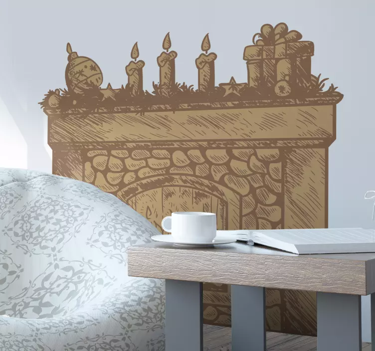 Kandalló vintage karácsonyi matrica - TenStickers