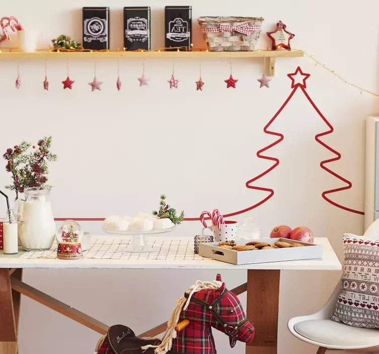 Karácsonyfa vonal karácsonyi matrica - TenStickers