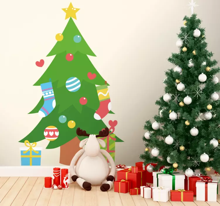 Karácsonyfa zoknival, csináld magad matrica - TenStickers