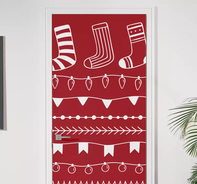 Karácsonyi díszek hímzés ajtómatrica - TenStickers