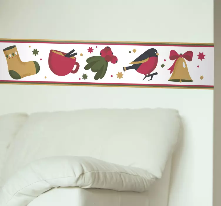 Karácsonyi díszek szalag fal matrica - TenStickers