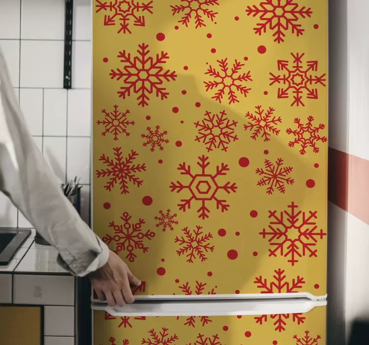 Karácsonyi hópelyhek hűtőszekrény matrica - TenStickers