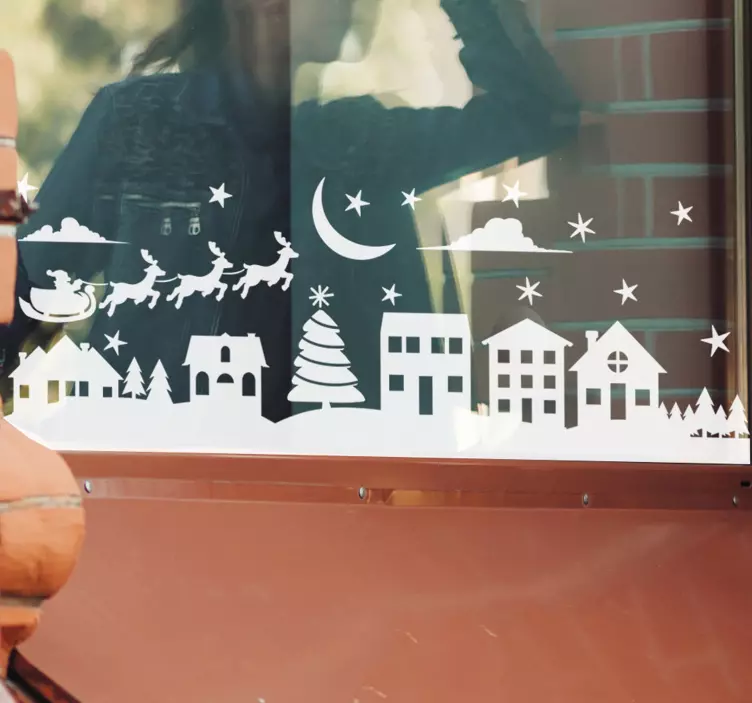 Karácsonyi jelenet karácsonyi matrica - TenStickers