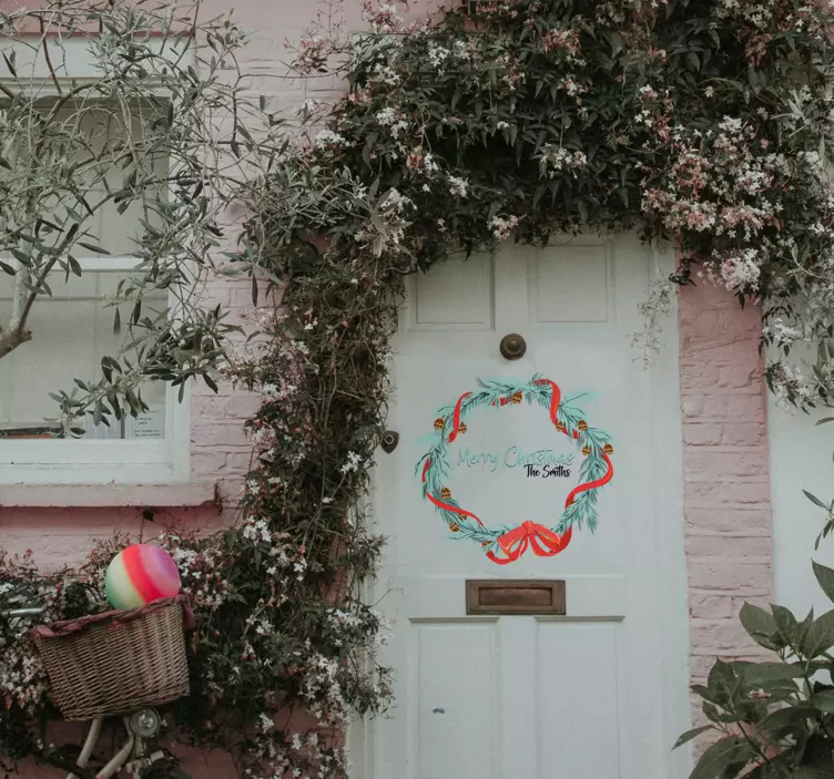 Karácsonyi koszorú karácsonyi matrica - TenStickers