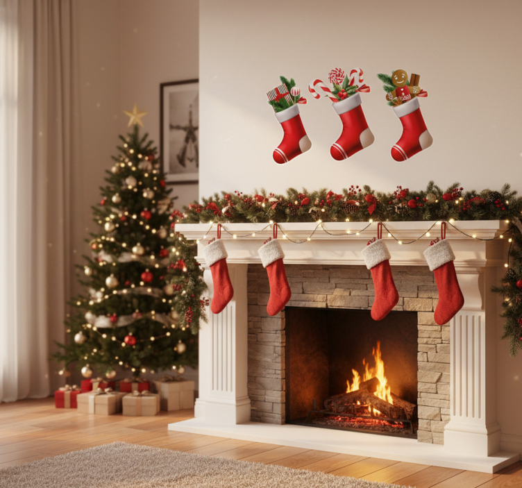 Karácsonyi matrica - zsákos édesség ajándékok - TenStickers