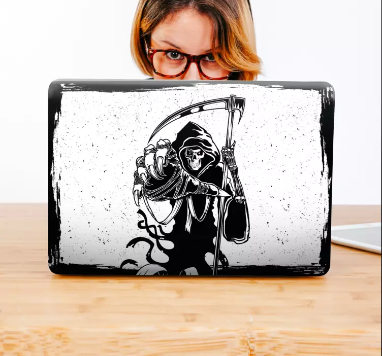 Kaszás illusztráció Matrica laptophoz - TenStickers