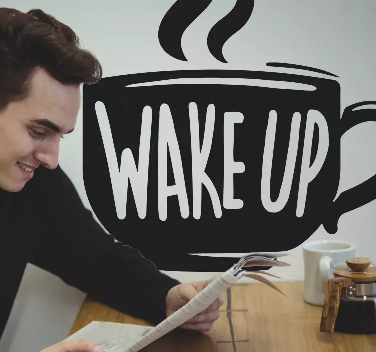 Kávé idézet ébresztő szöveg fal matrica - TenStickers