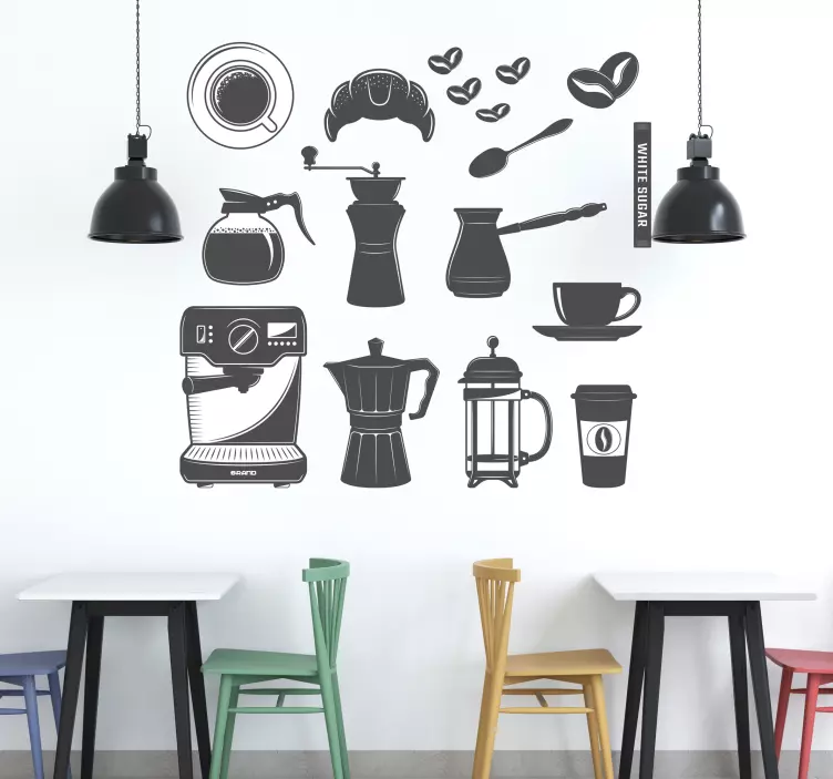 Kávé készlet menü ital matrica - TenStickers