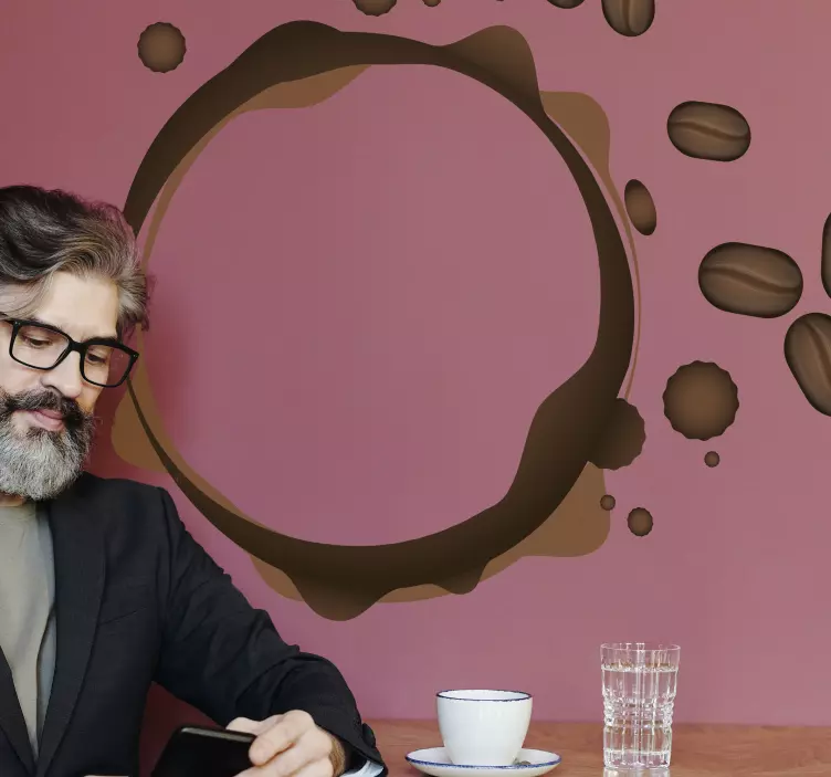 Kávé splash kerek alakú ital matrica - TenStickers