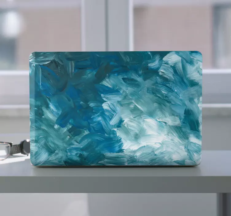 Kék absztrakt ecsetvonás laptop bőr - TenStickers