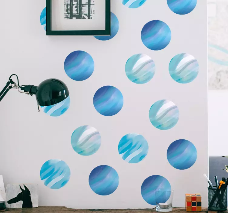 Kék bolygók mintás fal matrica - TenStickers