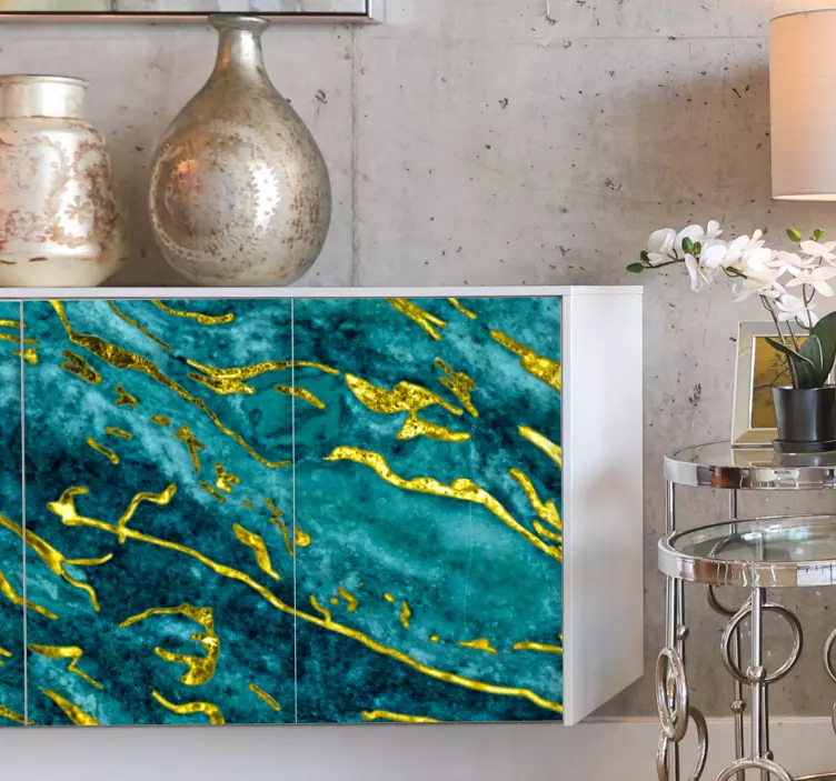 Kék és arany márvány hatású bútor matrica - TenStickers