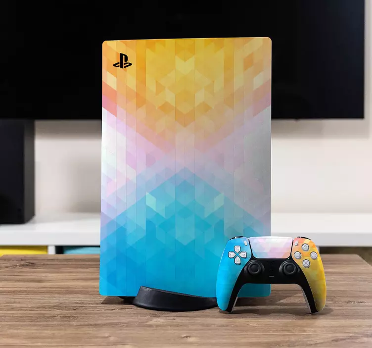 Kék és sárga négyzetek ps5 matrica - TenStickers