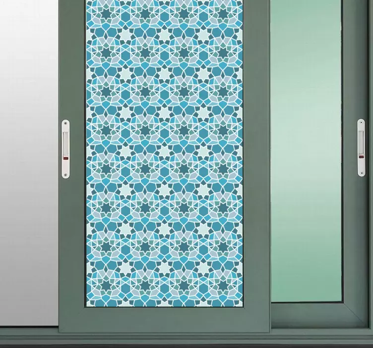 Kék geometriai ajtó matrica - TenStickers