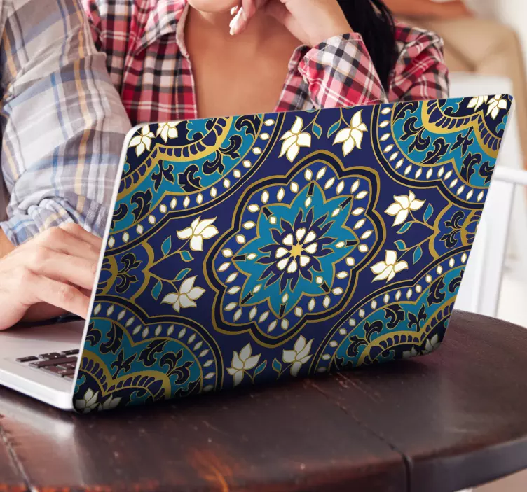 Kék hangok mandala laptop matrica - TenStickers