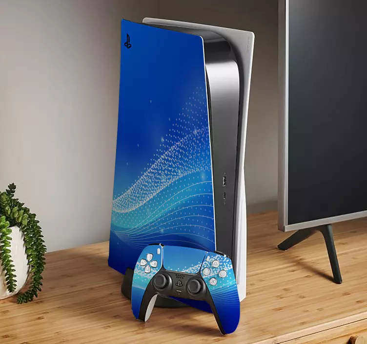 Kék hullámok és pontok ps5 bőr matrica - TenStickers