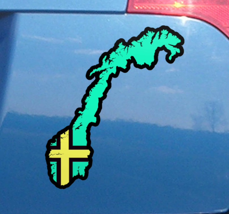 Kék norvégia térkép zászló autó matrica - TenStickers