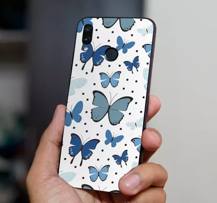 Kék pillangó mintás matrica huawei - TenStickers