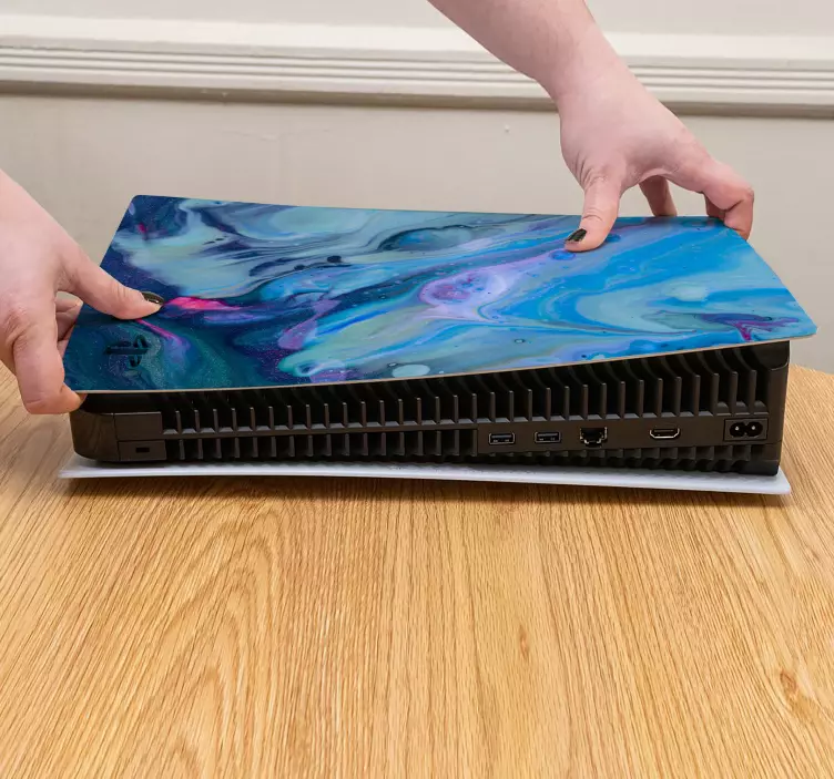 Kékeszöld hullámok olajfesték ps5 matrica - TenStickers