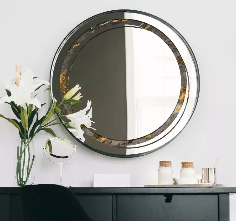 Kerek tükör keret kő textúra tükör matrica - TenStickers