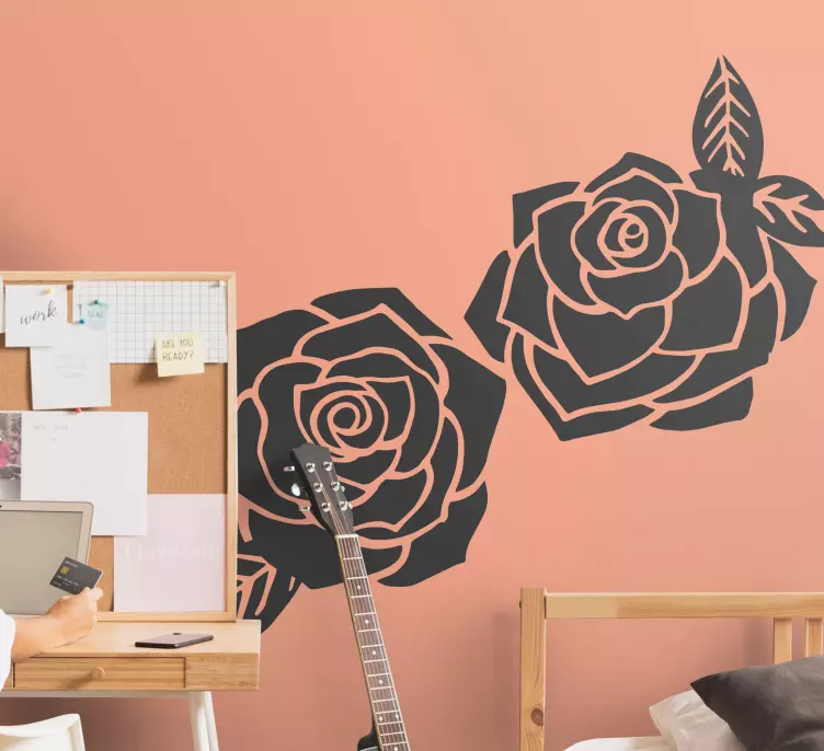 Két monokróm rózsa virág fal matrica - TenStickers