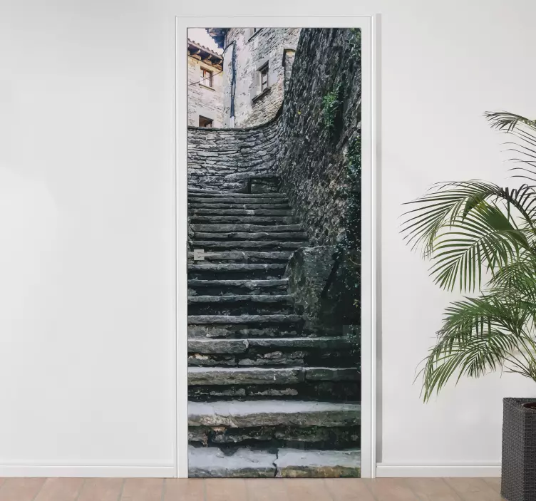 Kőlépcső ajtó matrica - TenStickers