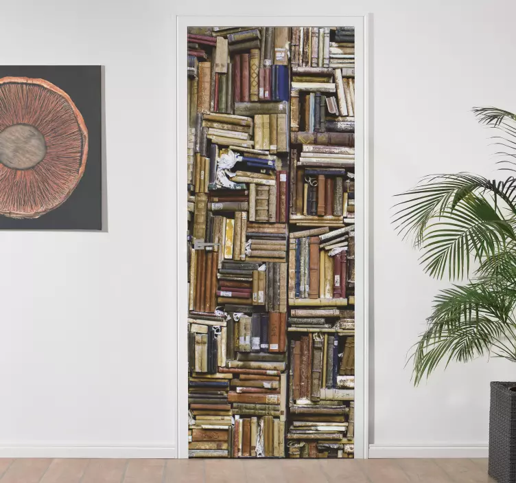Könyvtár régi könyvek ajtó matrica - TenStickers