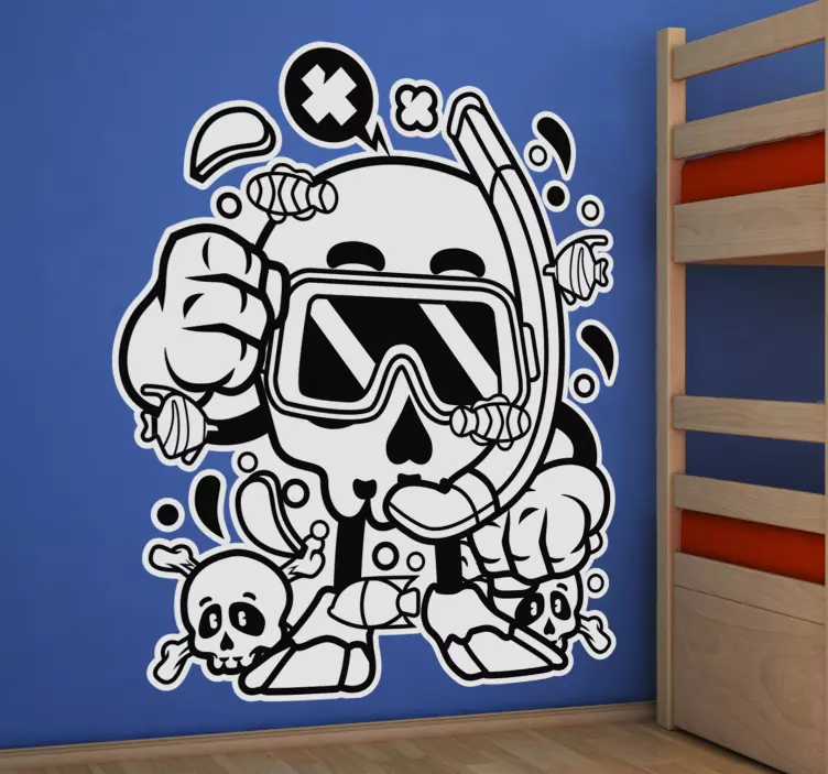 Koponya búvárkodás tengeri városi matrica - TenStickers