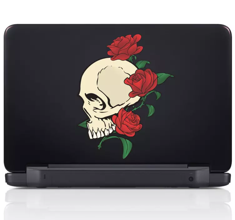 Koponya és rózsa laptop matrica - TenStickers