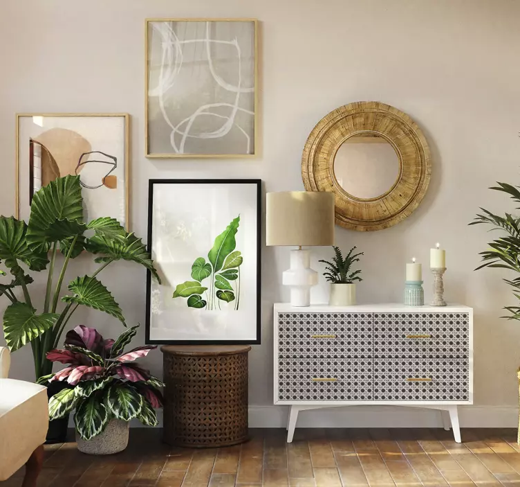 Modern levélminta bútor matrica - TenStickers