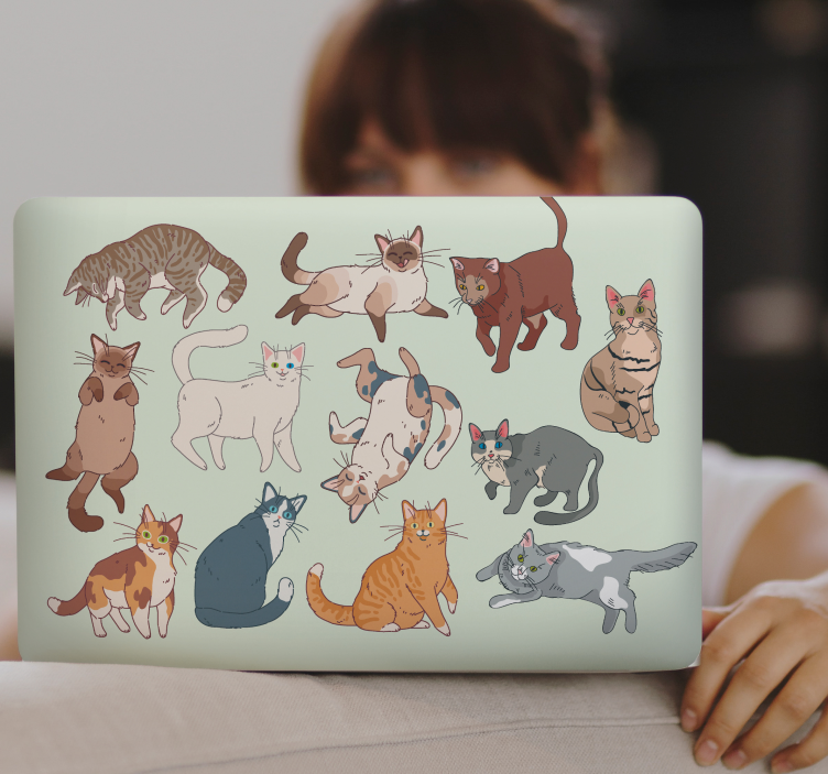 Különféle animált macskák Matrica laptophoz - TenStickers