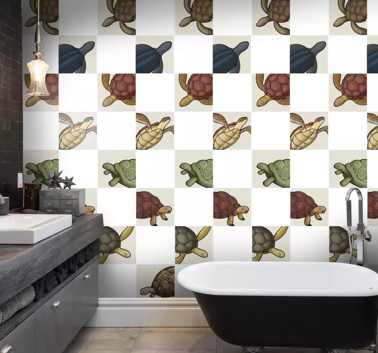 Különböző teknősök csempe matrica - TenStickers