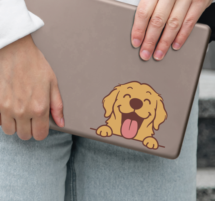 Labrador kintett nyelvvel Laptop matrica - TenStickers