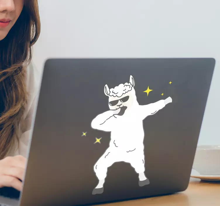 Láma dappelő laptop matrica - TenStickers