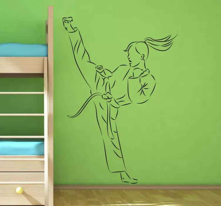 Lány karate rúgás matrica - TenStickers