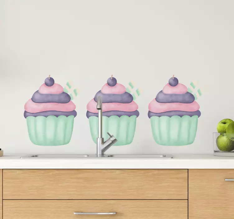 Lila cupcakes étel matrica - TenStickers