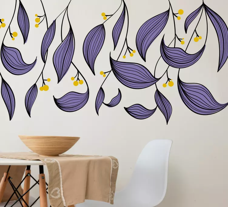 Lila függő virág fal matrica - TenStickers