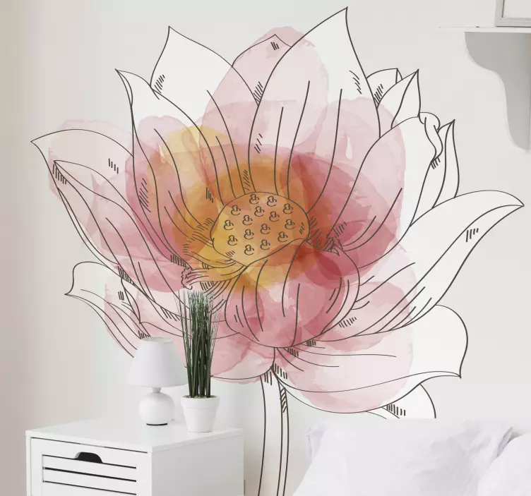 Lotus lilly akvarell virág fal matrica - TenStickers