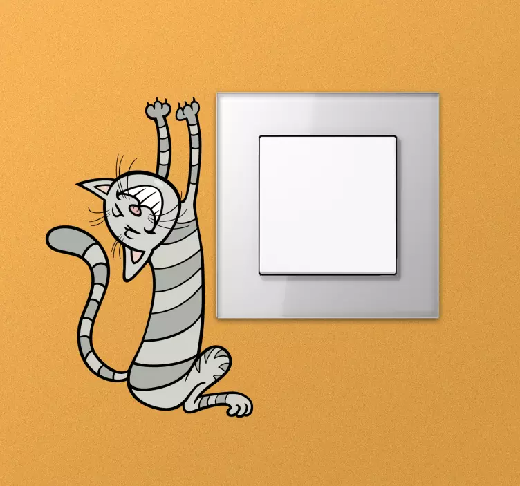 Macska karcoló fali lámpakapcsoló matrica - TenStickers