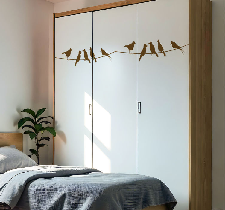 Madarak a dróton Bútor falmatrica - TenStickers