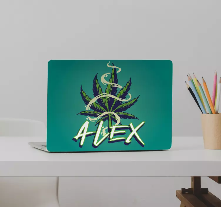 Marihuána levél névvel Matrica laptophoz - TenStickers