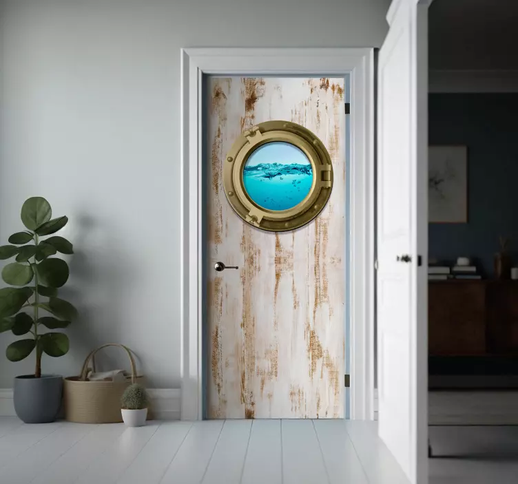 Matrica Ajtók régi textúraú hajóablak - TenStickers