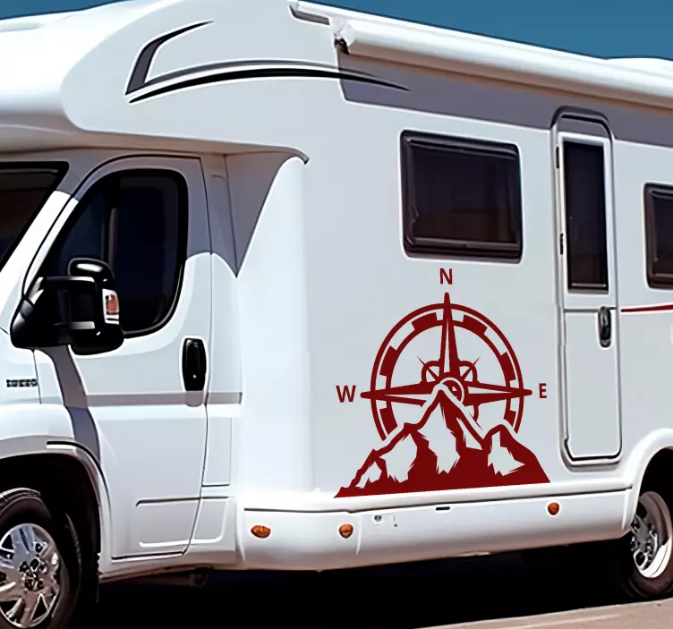 Matrica Lakókocsik iránytű és hegyek - TenStickers