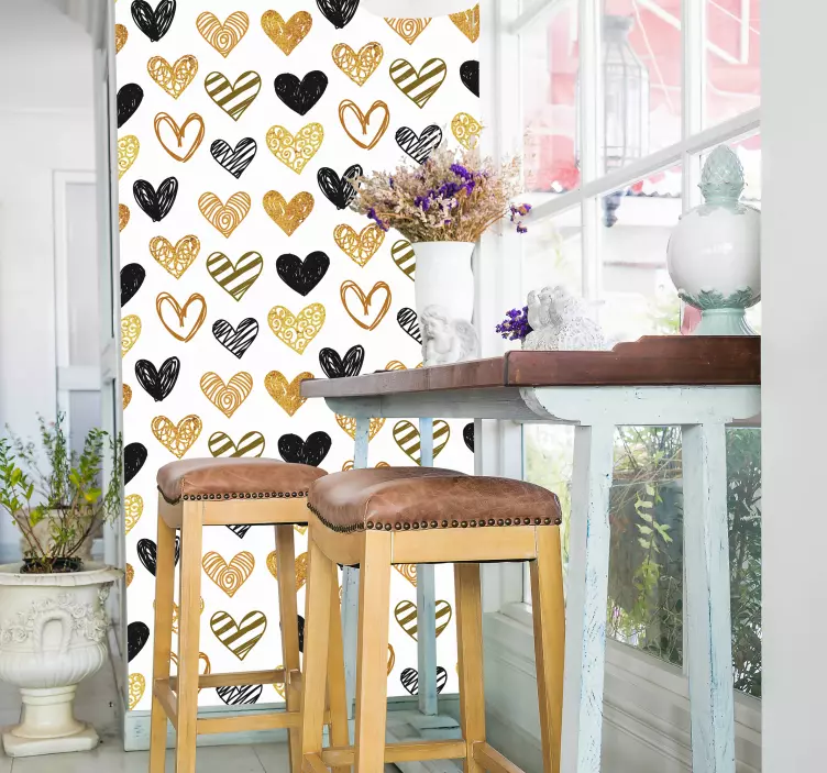 Mintás szívek valentin-napi matrica - TenStickers